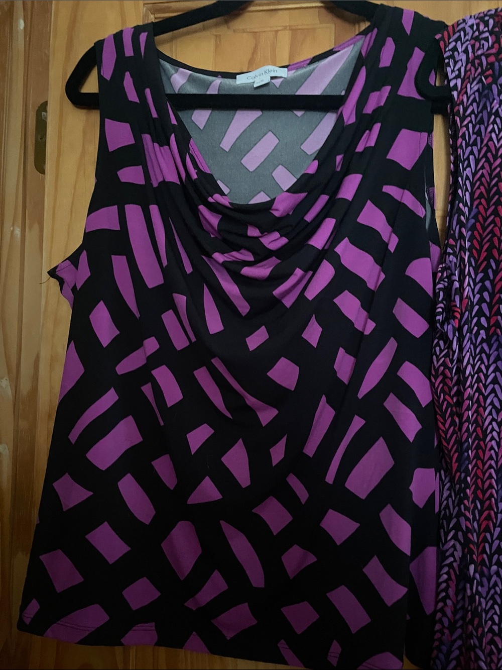 Calvin Klein Purple & Black Patterned Sleeveless Tops Duo - Picture 5 of 5